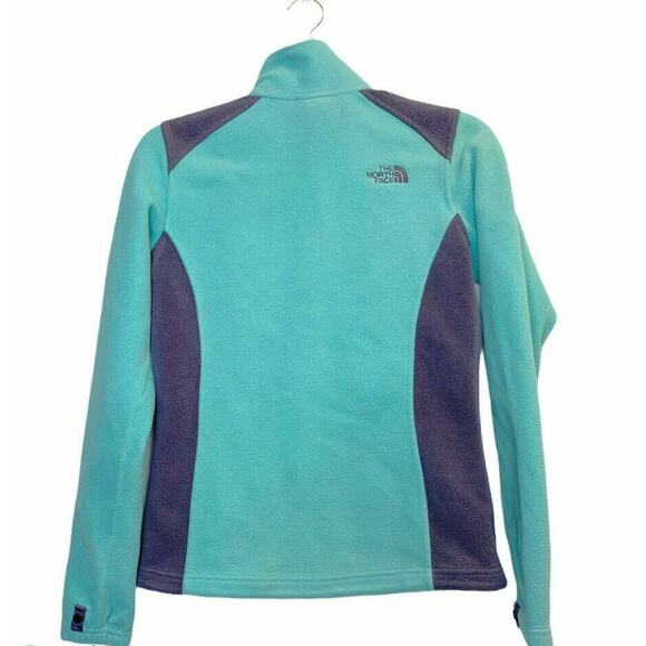 the North Face Fleece Full Zip mock neck Jacket Shell rock Color block Sz Xs - Picture 3 of 11